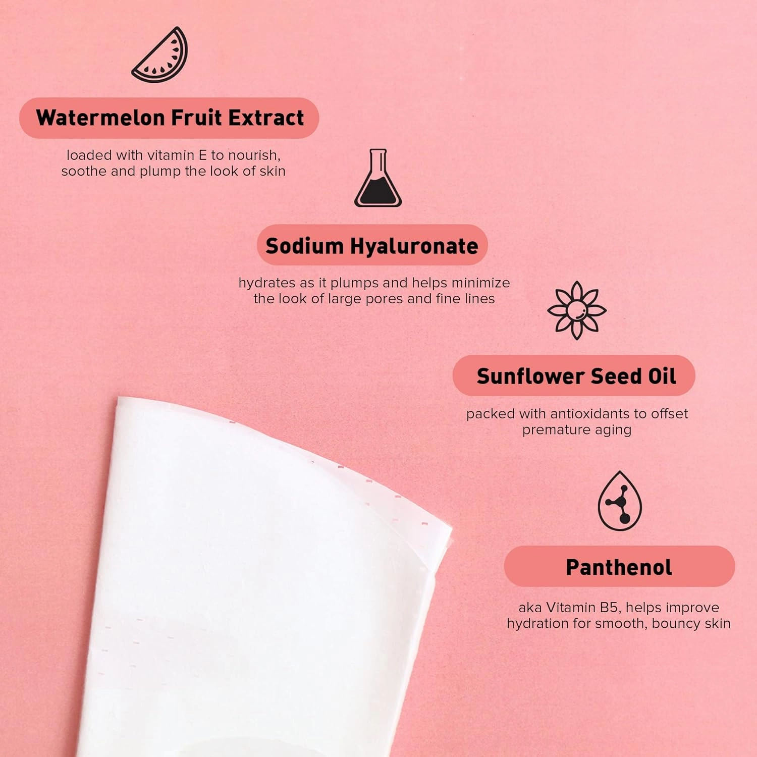 Avatara Juicy Watermellow Facial Mask 15 Sheets, Hydrating Mask, Sheet Masks, Watermelon Extract & Hyaluronic Acid, Face Mask Skincare Beauty Essential, Moisturize & Nourish Dry, Tired Skin, 15 Pack