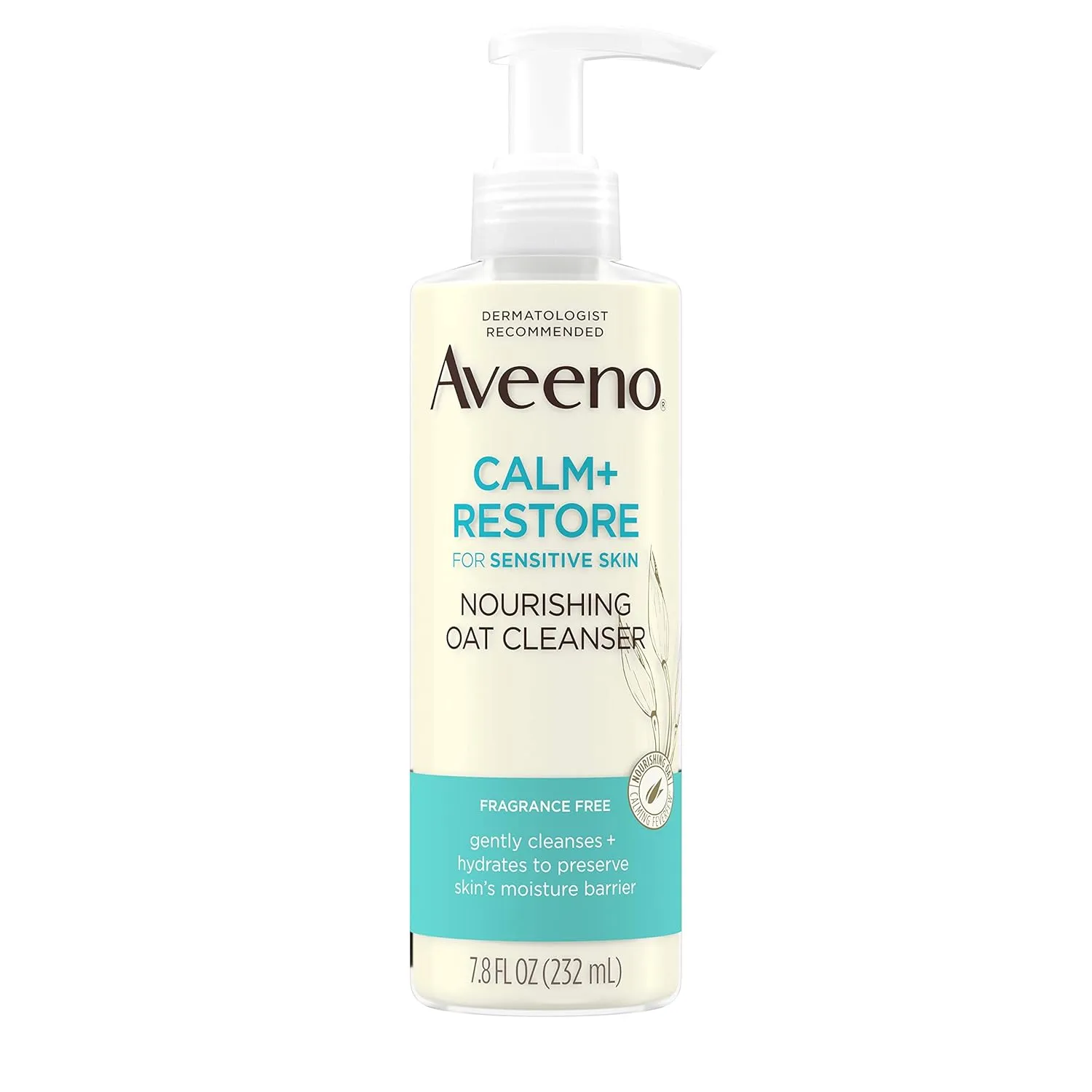 Aveeno Calm   Restore Nourishing Oat Facial Cleanser for Sensitive Skin, Gentle Gel Face Wash with Nourishing Oat & Calming Feverfew 7.8 oz (Pack of 3)