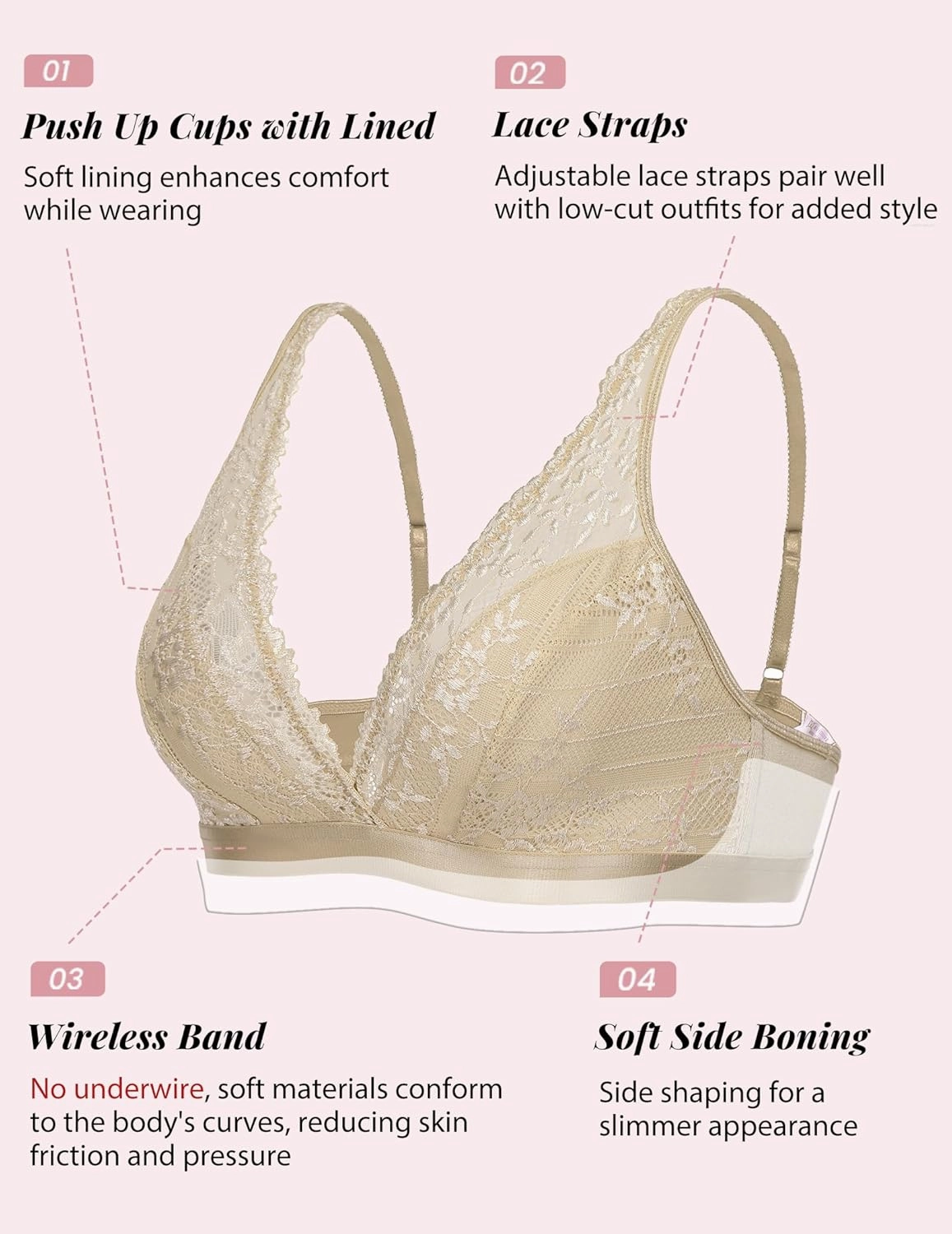 Avidlove Lace Bralette for Women Sexy Deep V Neck Wireless Bralette Plunge Unpadded Bras Everyday Bra