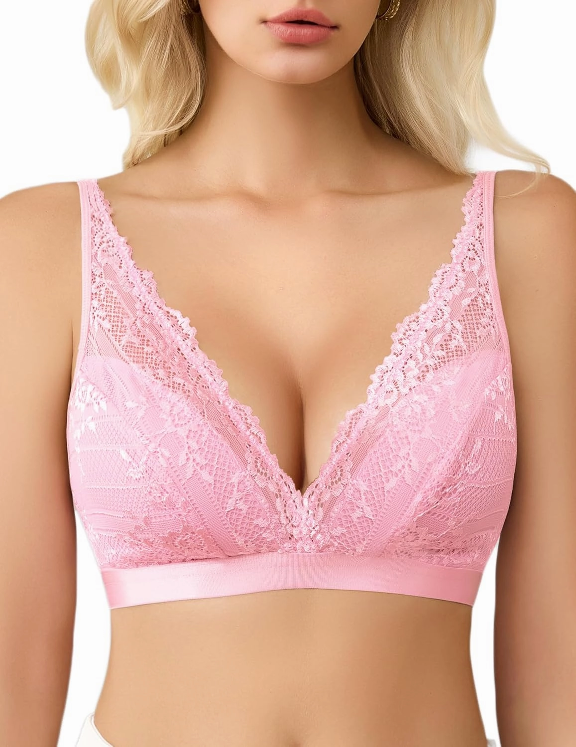 Avidlove Lace Bralette for Women Sexy Deep V Neck Wireless Bralette Plunge Unpadded Bras Everyday Bra