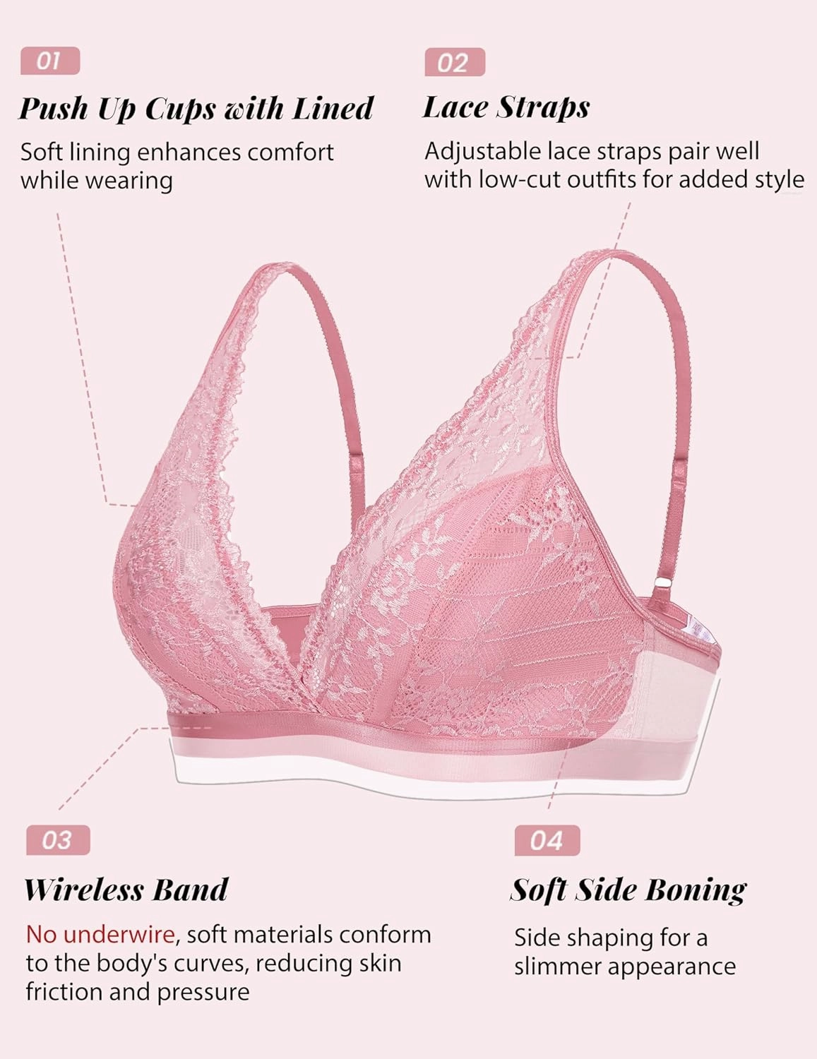 Avidlove Lace Bralette for Women Sexy Deep V Neck Wireless Bralette Plunge Unpadded Bras Everyday Bra