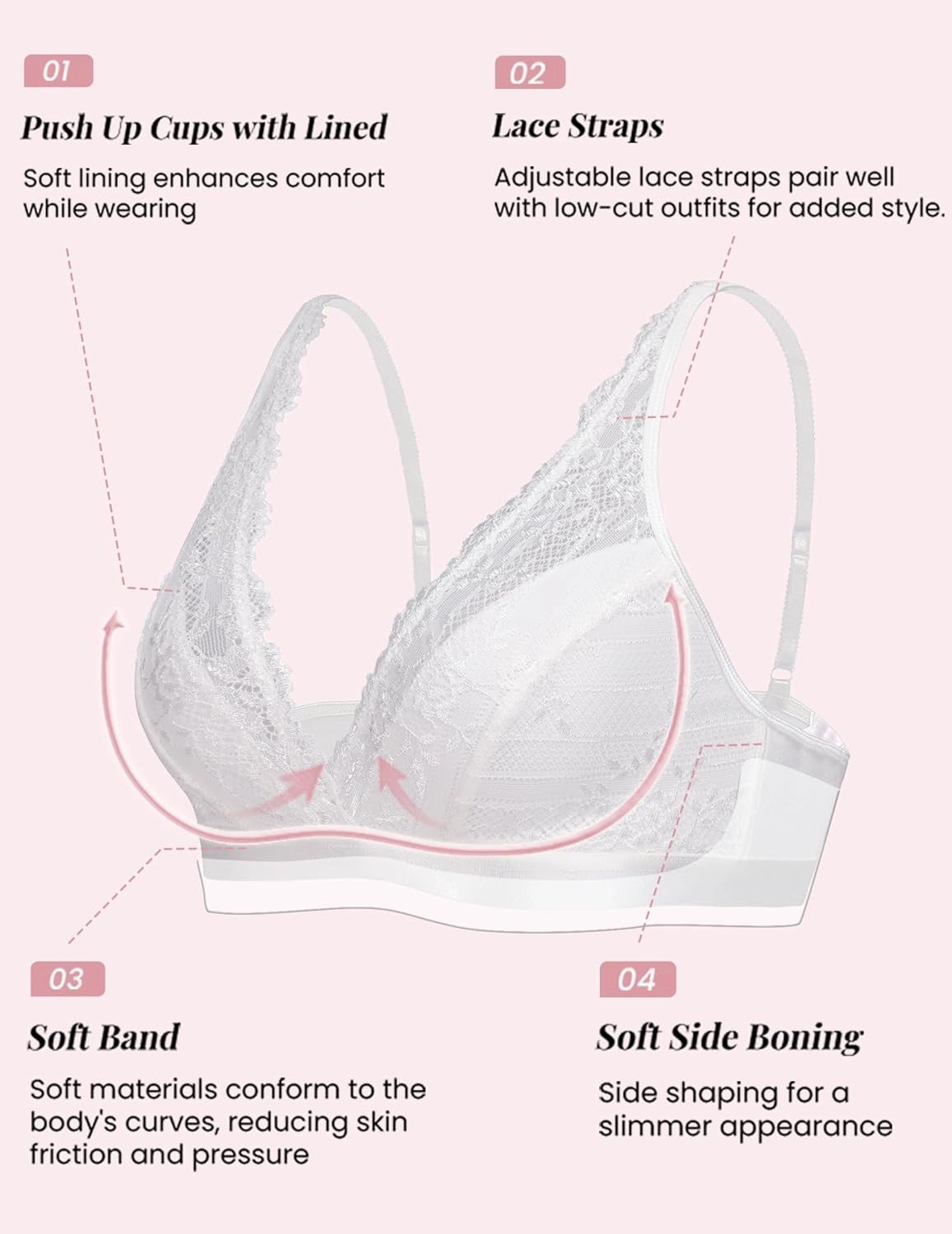 Avidlove Lace Bralette for Women Sexy Deep V Neck Wireless Bralette Plunge Unpadded Bras Everyday Bra