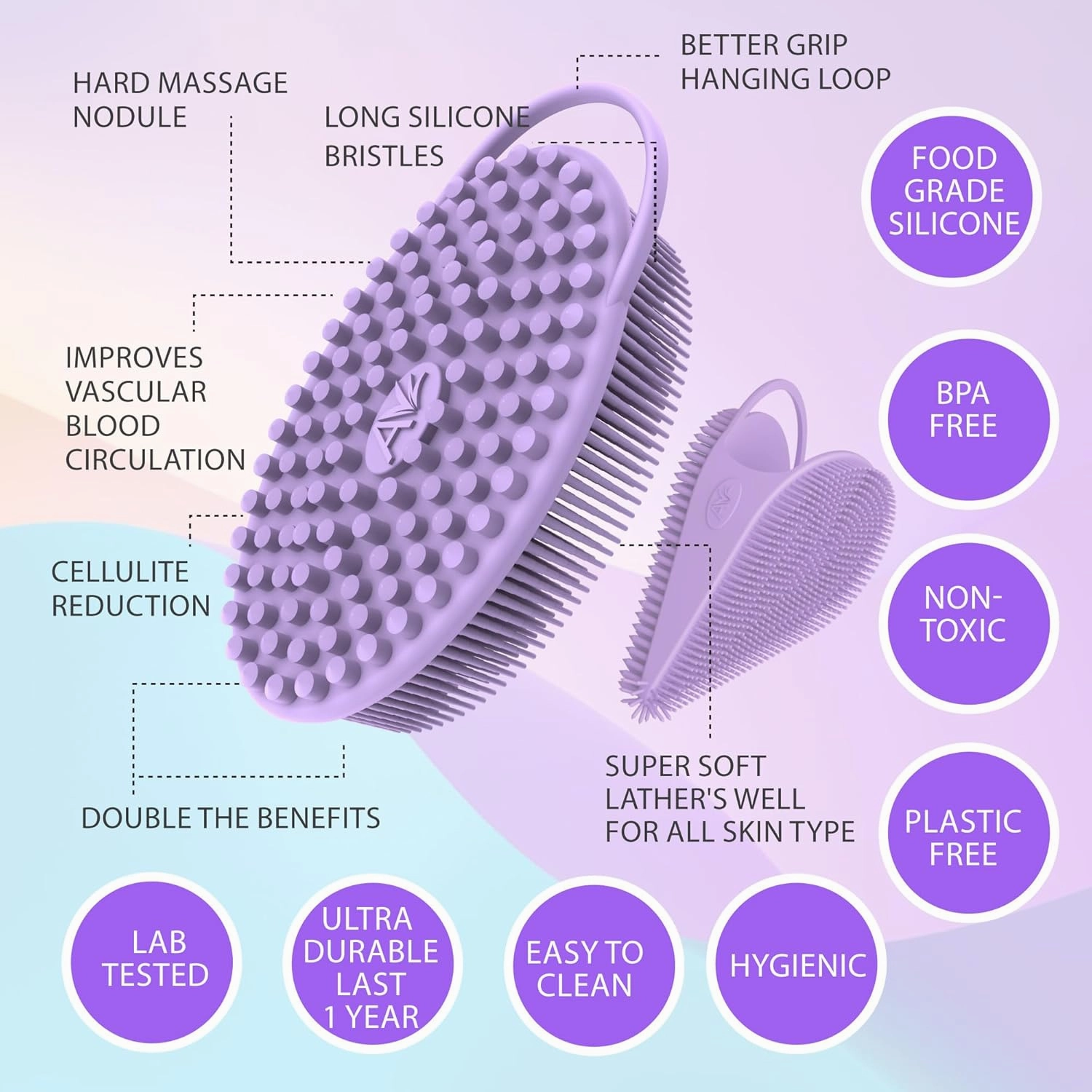 Avilana Body and Face Scrubber Combo – Includes Dual-Sided Body Scrubber and Gentle Face Scrubber – Hygienic, Long-Lasting, and Gentle for Body and Face