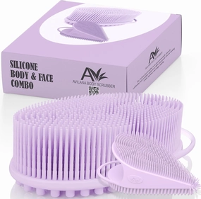 Avilana Body and Face Scrubber Combo – Includes Dual-Sided Body Scrubber and Gentle Face Scrubber – Hygienic, Long-Lasting, and Gentle for Body and Face