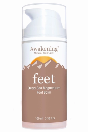 Awakening Feet - Magnesium-Rich Hydrating Foot Therapy Balm, Foot Lotion With Arnica and Concentrated Minerals of the Dead Sea for Dry Feet [100 ml/3.4 oz - Airless Pump]