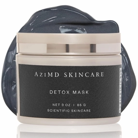 AziMD Skincare Detoxifying Face Mask with 10% Sulfur, Kaolin Clay, Charcoal for Acne, Rosacea Prone Skin, 3 oz