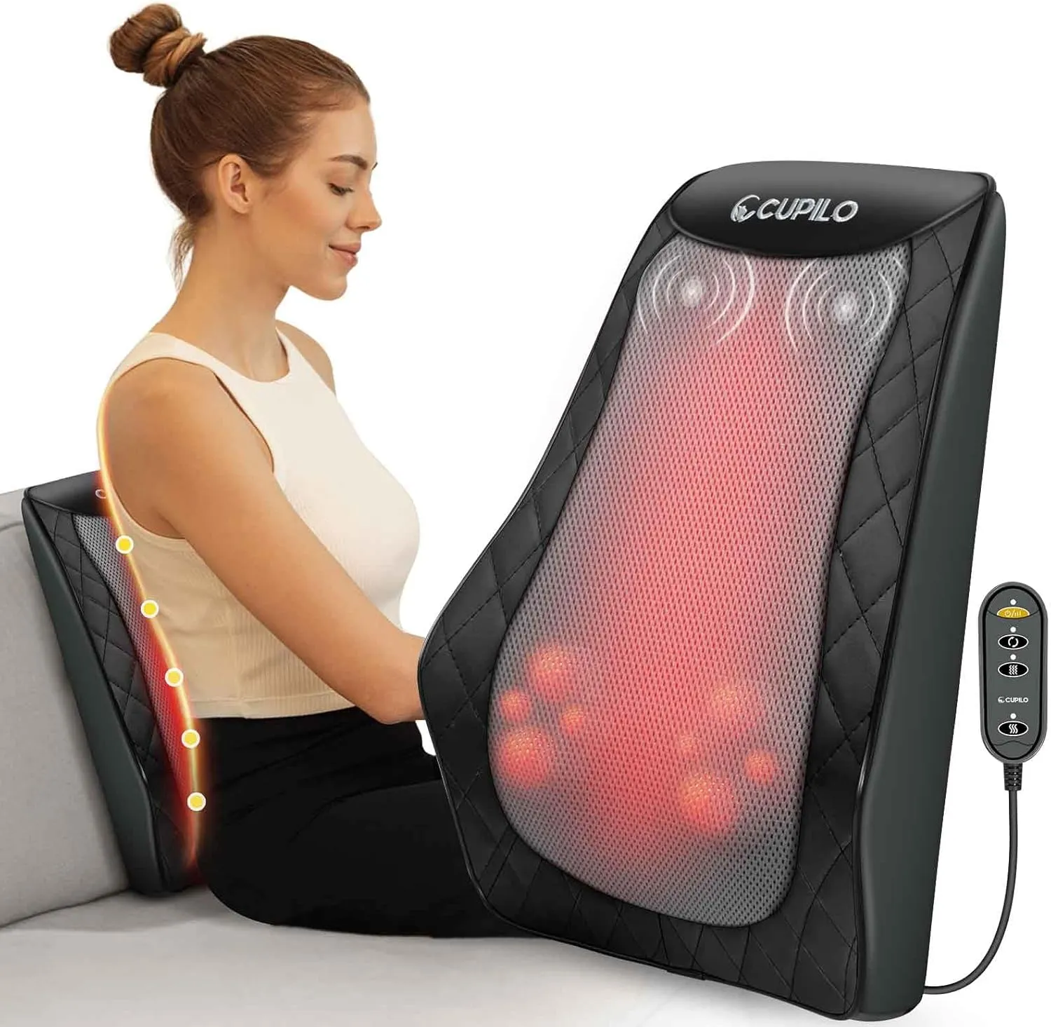 Back and Neck Massager, FSA HSA Eligible Massager for Pain Relief Deep Tissue, Heated Massage with Vibration, Massage Pillow for Neck, Back, Shoulder, Leg, Gifts for Men Women
