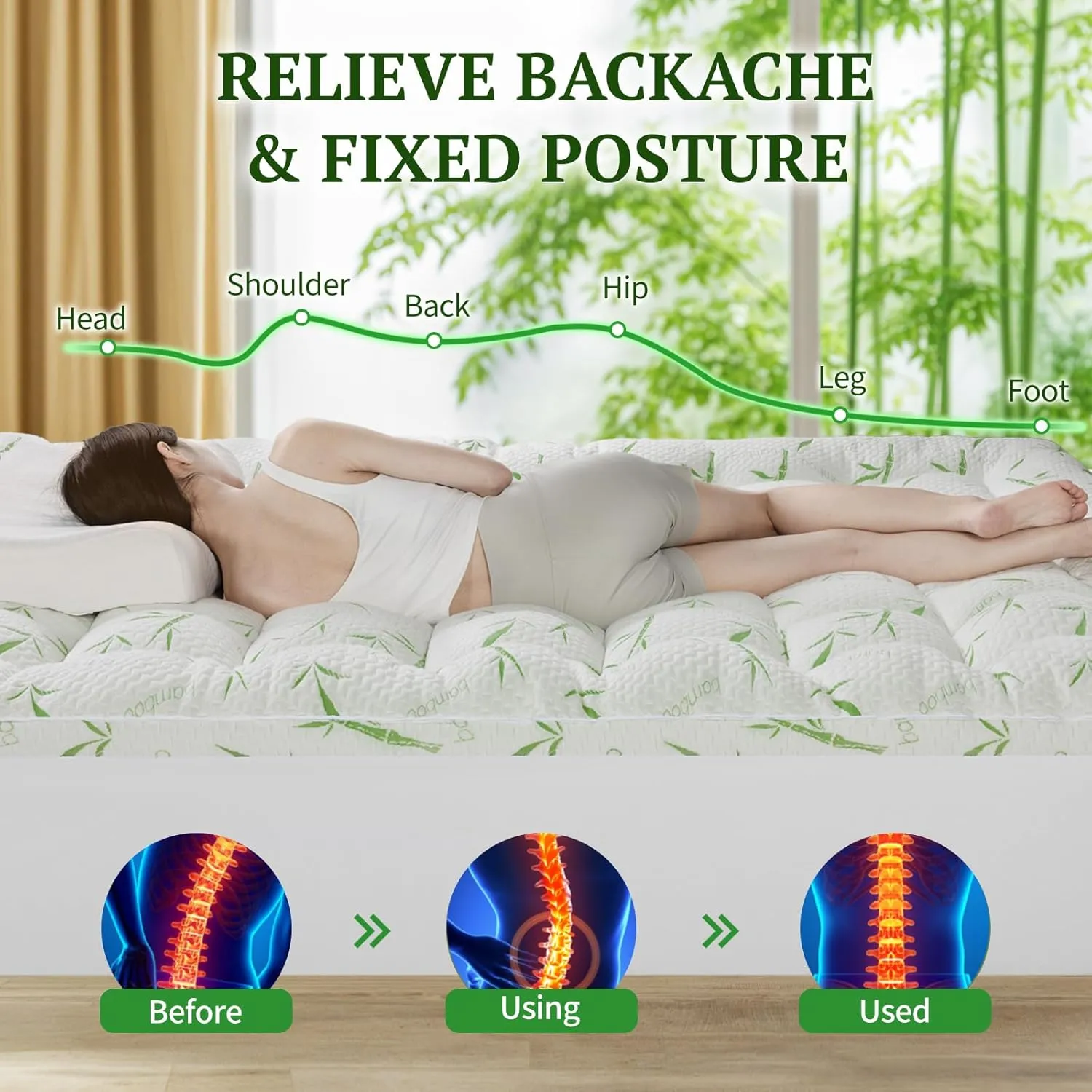 Bambu Mattress Topper King,1200 GSM Cooling Mattress Pad,2In Extra Thick Pillow Top for Back Pain,Soft Mattress Protector Cover with 8"-18" Deep Pocket(78"x80")