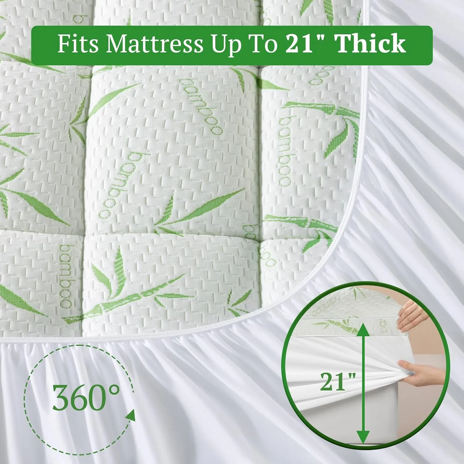 Bambu Mattress Topper King,1200 GSM Cooling Mattress Pad,2In Extra Thick Pillow Top for Back Pain,Soft Mattress Protector Cover with 8"-18" Deep Pocket(78"x80")