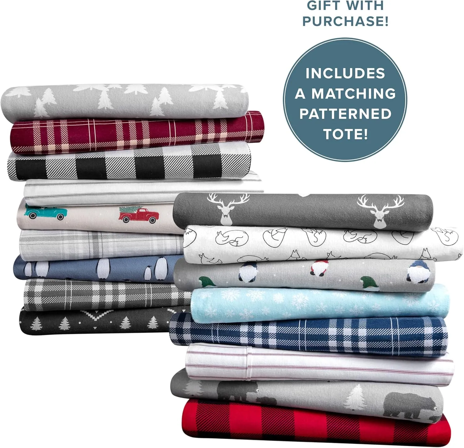 Bare Home Cotton Flannel Sheet Set Prints, 100% Cotton, Velvety Soft Heavyweight - Double Brushed for Softness & Comfort - Deep Pocket - Bed Sheets - Cotton - Flannel - Printed (King, Quarry Plaid)