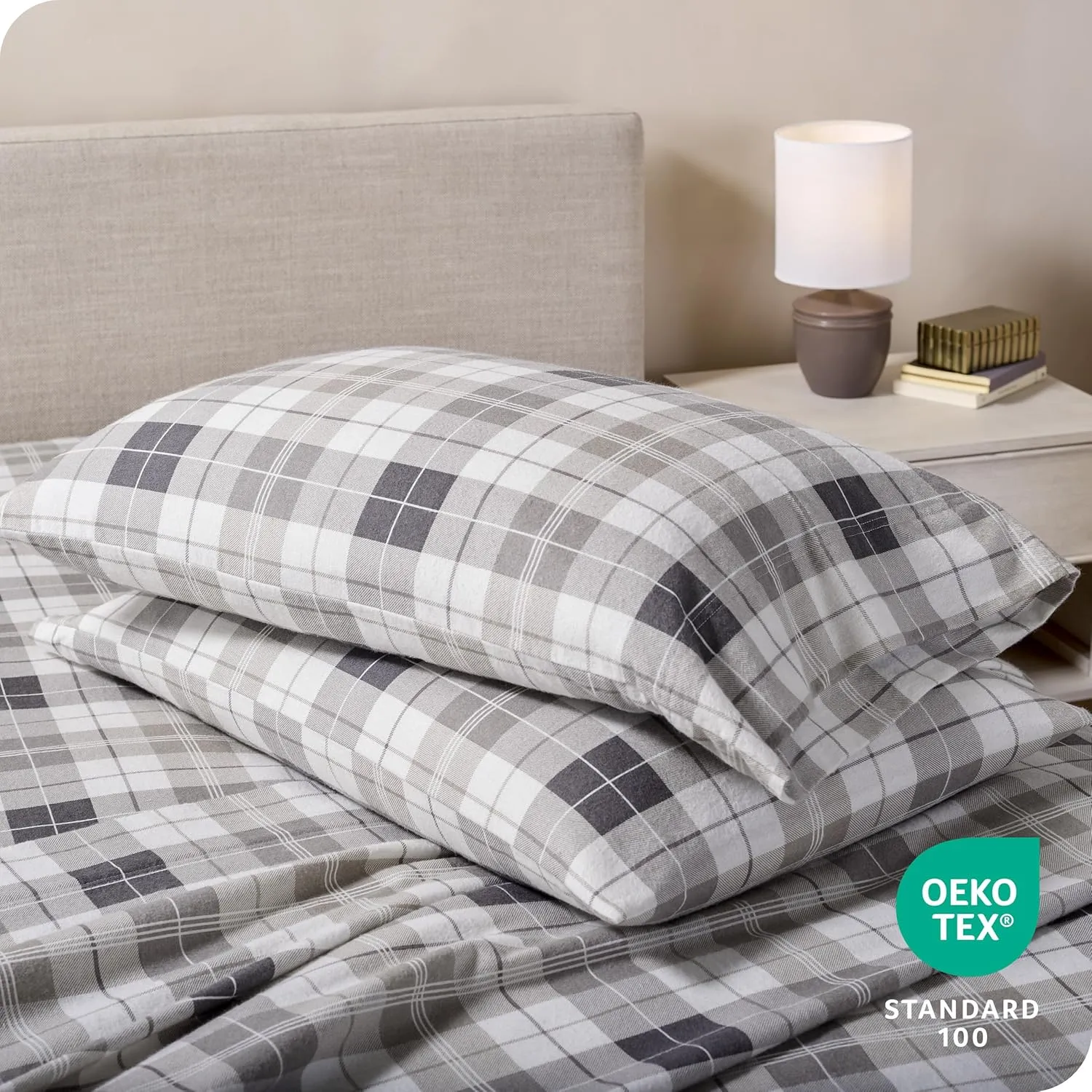 Bare Home Cotton Flannel Sheet Set Prints, 100% Cotton, Velvety Soft Heavyweight - Double Brushed for Softness & Comfort - Deep Pocket - Bed Sheets - Cotton - Flannel - Printed (King, Quarry Plaid)