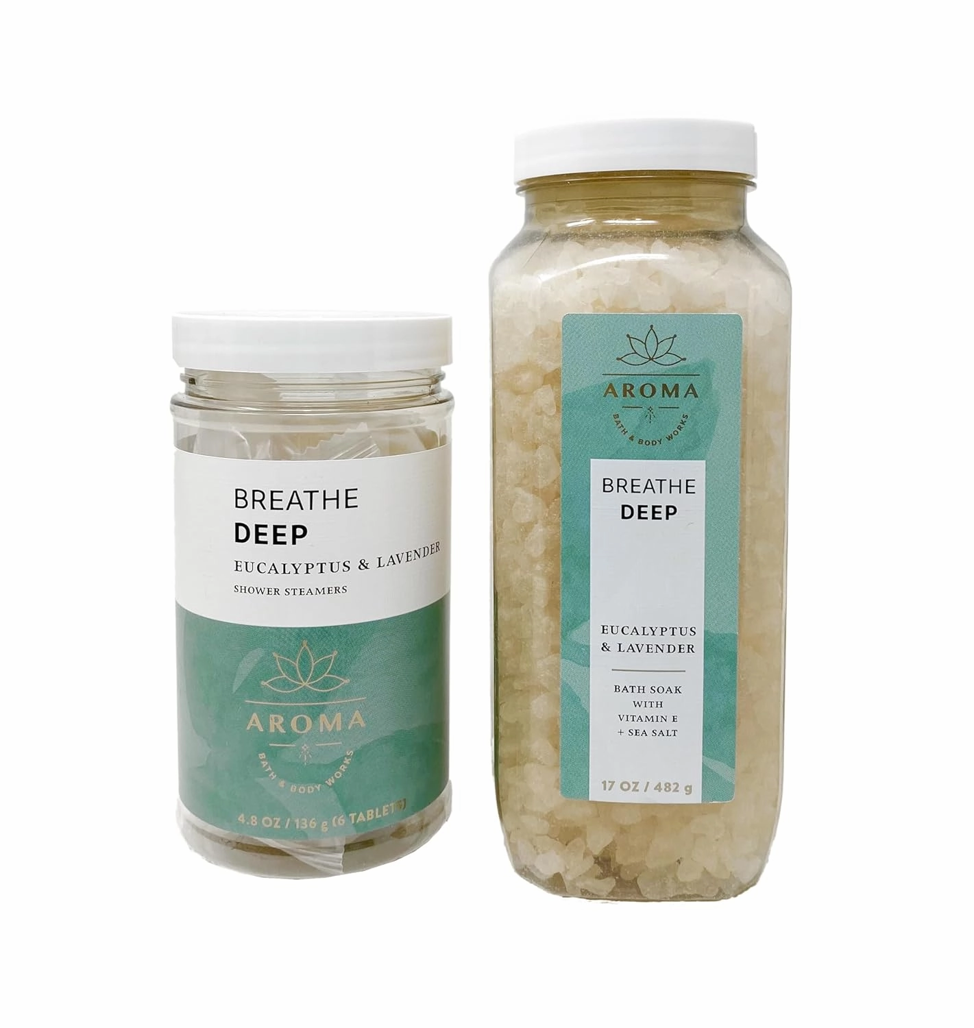 Bath and Body Work Aroma Breathe Deep Eucalyptus & Lavender - Duo Gift Set - Shower Steamer & Bath Soak