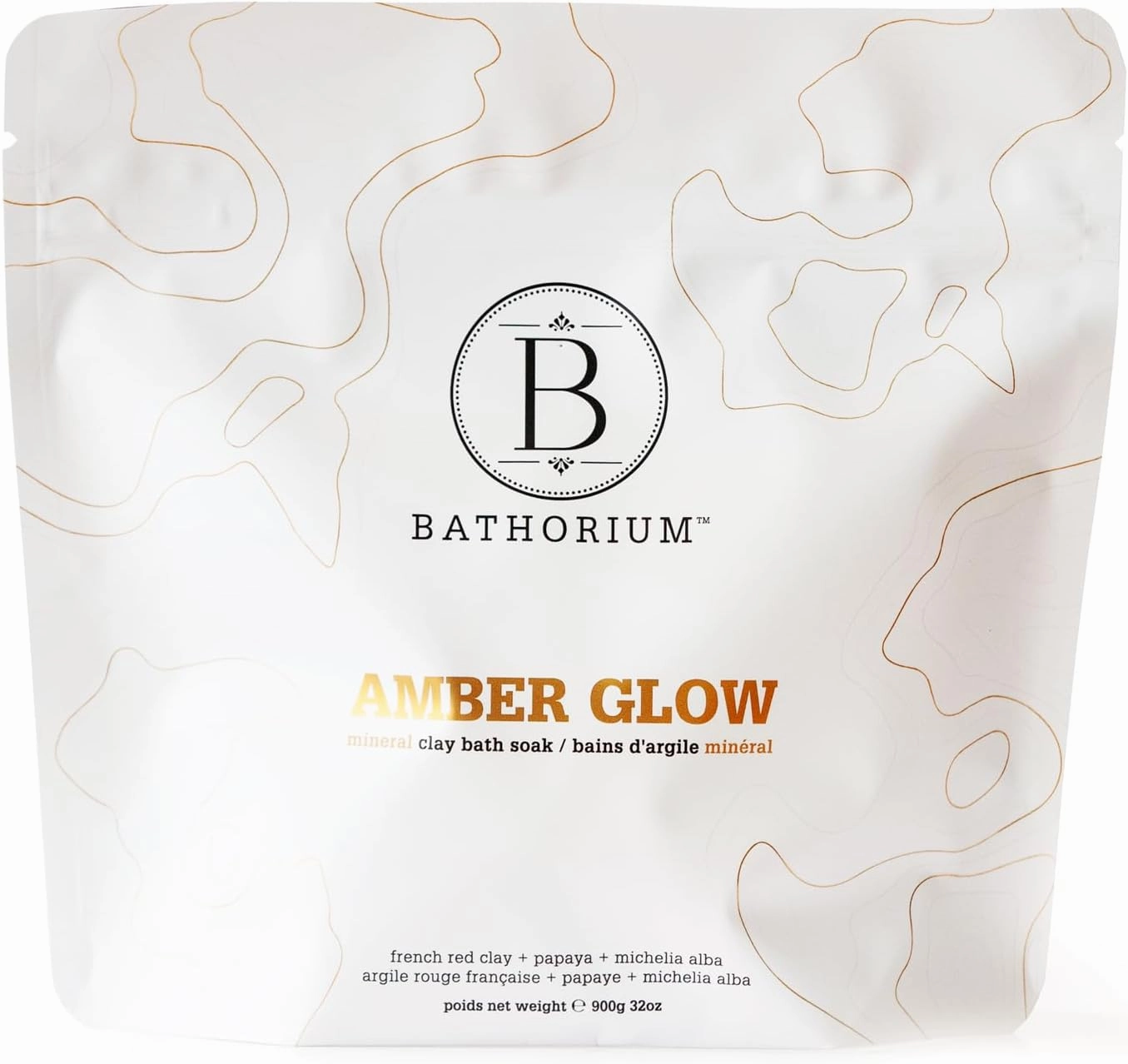 Bathorium Amber Glow Mud Mineral Soak, Bath Soak with French Gray Sea Salt & Kaolin Clay, Soothes & Revitalizes Skin, Approximately 3 Baths, 32 oz