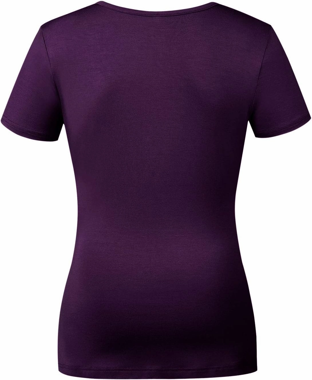 Beauhuty Women's Top Deep V Neck Slim Fitted T-Shirt Front Wrap Ruched Short Sleeve Tee