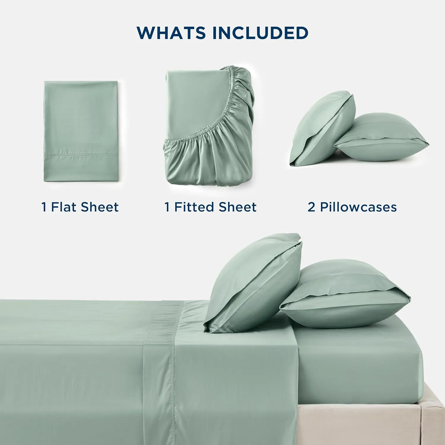 Bedsure Cooling Sheets King Size - Lyocell Cotton Sheet Set, GentleSoft™, Silky & Breathable Eucalyptus Bed Sheets with Deep Pocket, 4 Pieces, Luxury Hotel Bedding, Green
