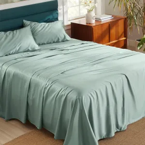 Bedsure Cooling Sheets King Size - Lyocell Cotton Sheet Set, GentleSoft™, Silky & Breathable Eucalyptus Bed Sheets with Deep Pocket, 4 Pieces, Luxury Hotel Bedding, Green