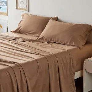 Bedsure Cooling Sheets King Size - Lyocell Cotton Sheet Set, GentleSoft™, Silky & Breathable Eucalyptus Bed Sheets with Deep Pocket, 4 Pieces, Luxury Hotel Bedding, Taupe