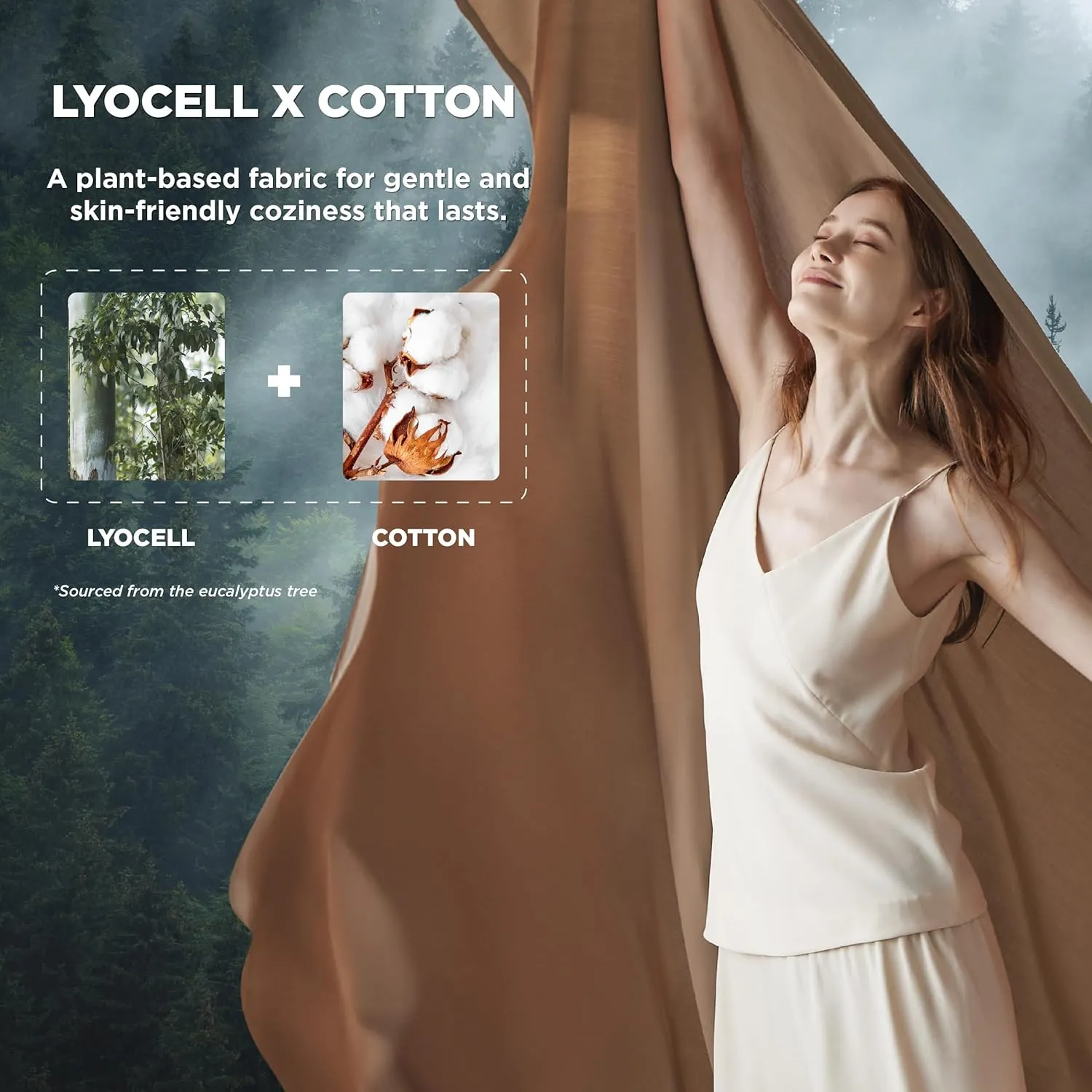 Bedsure Cooling Sheets King Size - Lyocell Cotton Sheet Set, GentleSoft™, Silky & Breathable Eucalyptus Bed Sheets with Deep Pocket, 4 Pieces, Luxury Hotel Bedding, Taupe
