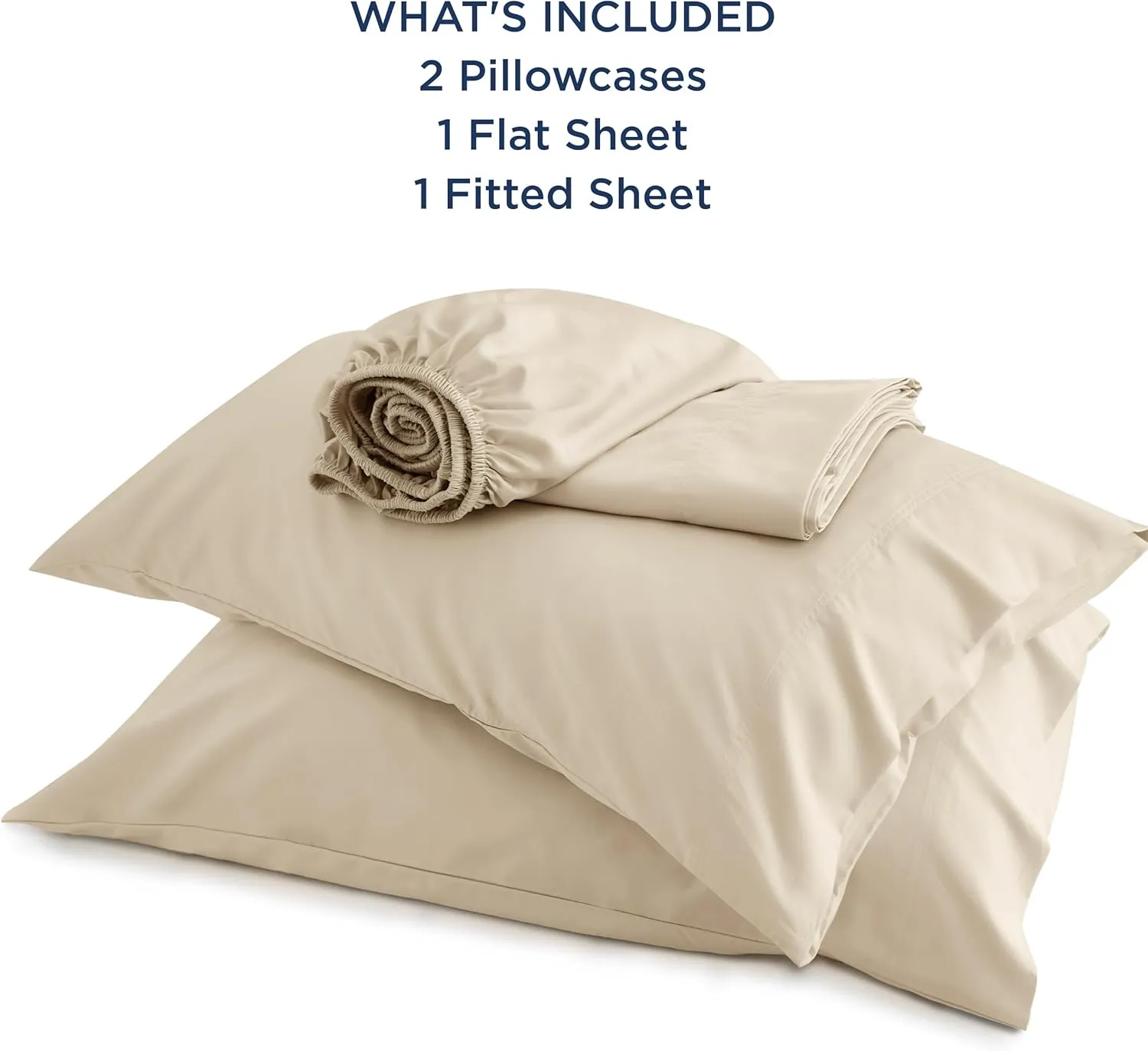 Bedsure Queen Sheets, Rayon Derived from Bamboo, Queen Cooling Sheet Set, Deep Pocket Up to 16", Breathable & Soft Bed Sheets, Hotel Luxury Silky Bedding Sheets & Pillowcases, Beige