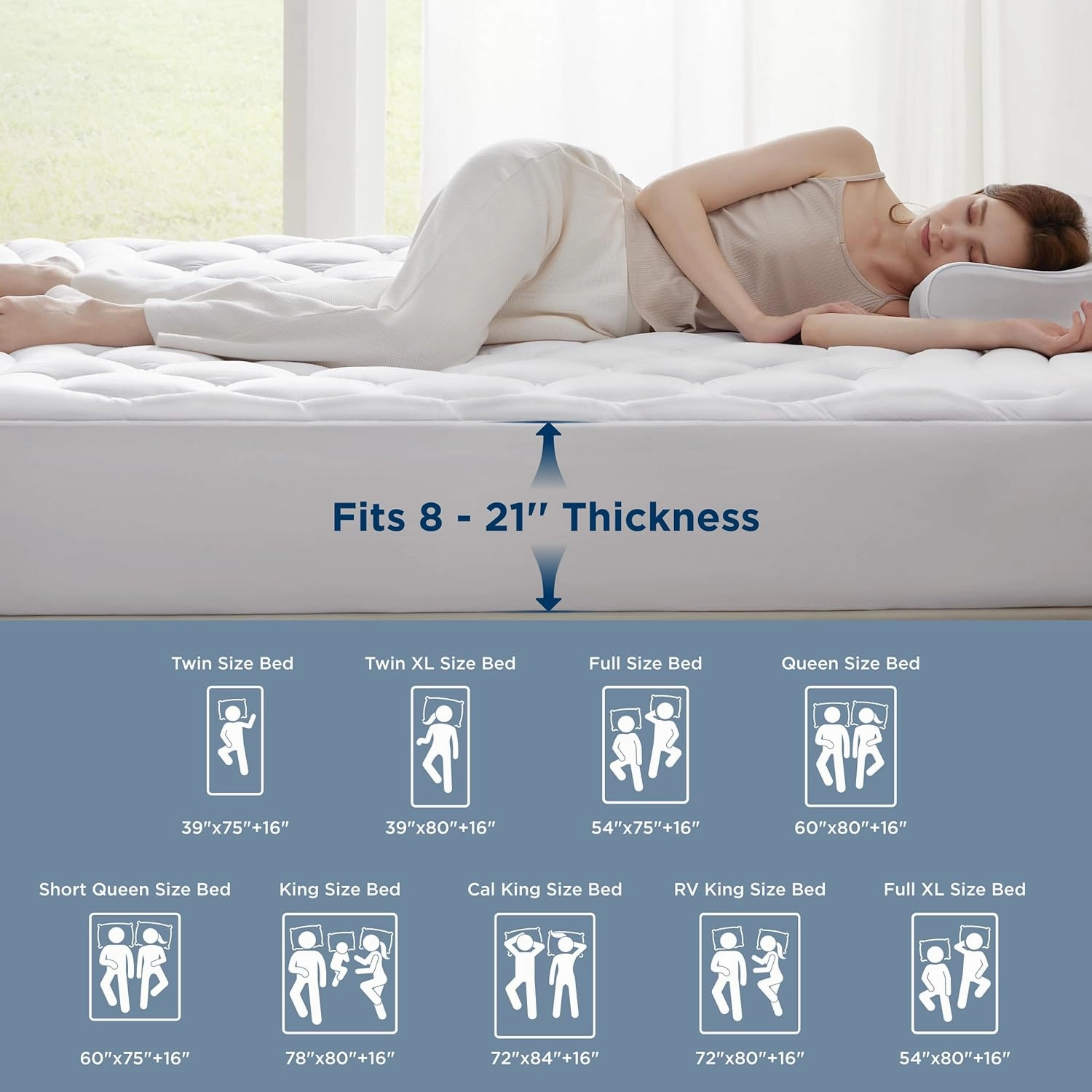 Bedsure California King Mattress Protector - Cal King Mattress Pad Topper with 8-21 Inches Deep Pocket, Quilted Fitted Soft Bed Cover Padded, White, 72x84 Inches