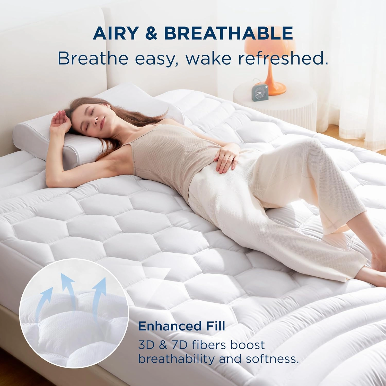 Bedsure California King Mattress Protector - Cal King Mattress Pad Topper with 8-21 Inches Deep Pocket, Quilted Fitted Soft Bed Cover Padded, White, 72x84 Inches