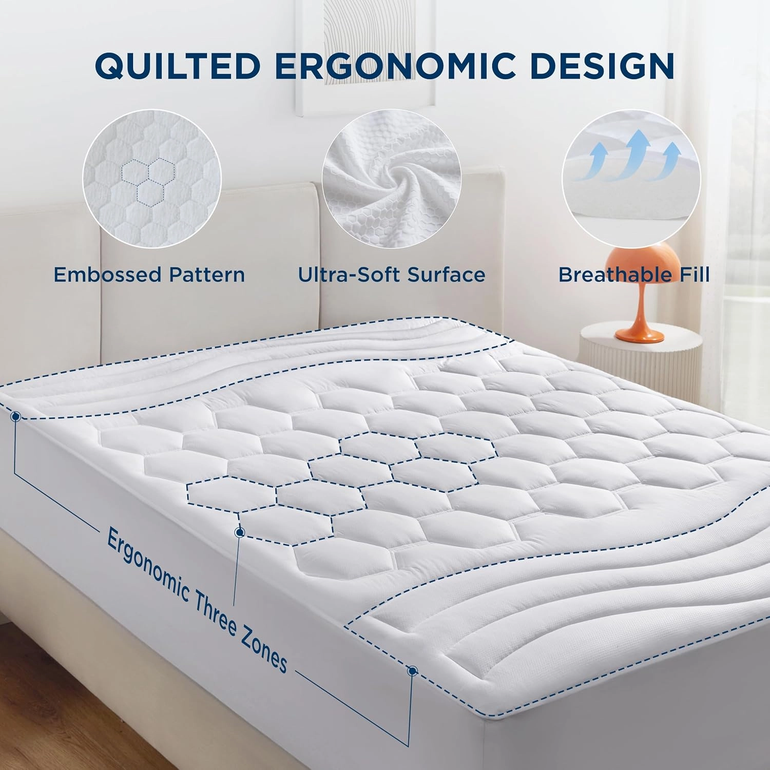 Bedsure California King Mattress Protector - Cal King Mattress Pad Topper with 8-21 Inches Deep Pocket, Quilted Fitted Soft Bed Cover Padded, White, 72x84 Inches