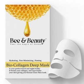Bee and Beauty Bio Collagen Overnight Mask Pack of 1 | Korean Face Mask For Glass Skin | Sheet Mask For Deep Hydration, Pore minizmizing With Goodness Of Honey