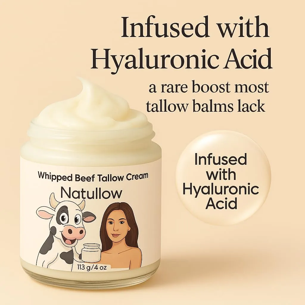 Beef Tallow for Skin, Grass-Fed Beef Tallow Face Moisturizer & Body Lotion, Whipped Tallow Balm for Soft, Smooth Skin, sebo de res para la cara (4 oz, Citrus Breeze)