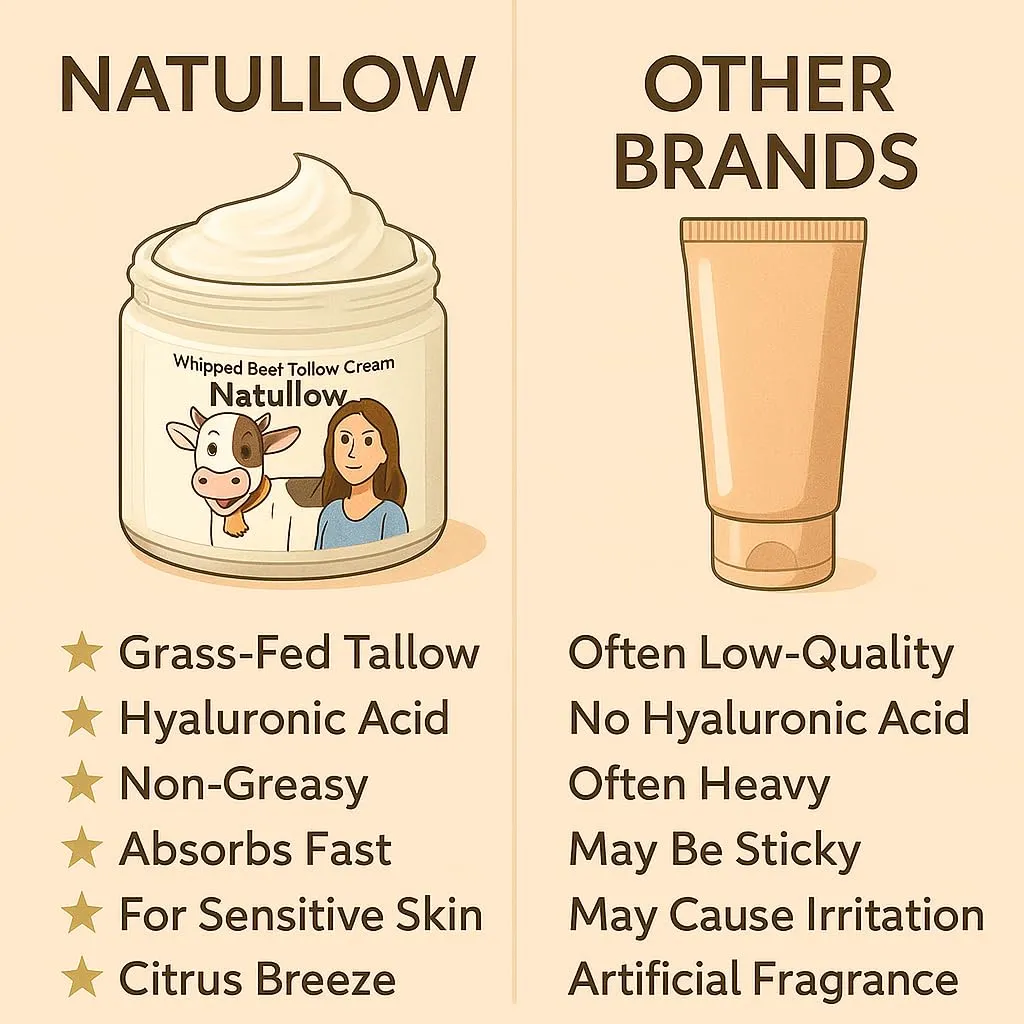 Beef Tallow for Skin, Grass-Fed Beef Tallow Face Moisturizer & Body Lotion, Whipped Tallow Balm for Soft, Smooth Skin, sebo de res para la cara (4 oz, Citrus Breeze)