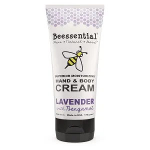 Beessential All Natural Hand And Body Cream, Lavender and Bergamont Essential Oils, with Moisturizing Shea & Cupuacu Butter, Olive Oil, Beeswax - Made in the USA, 6 oz