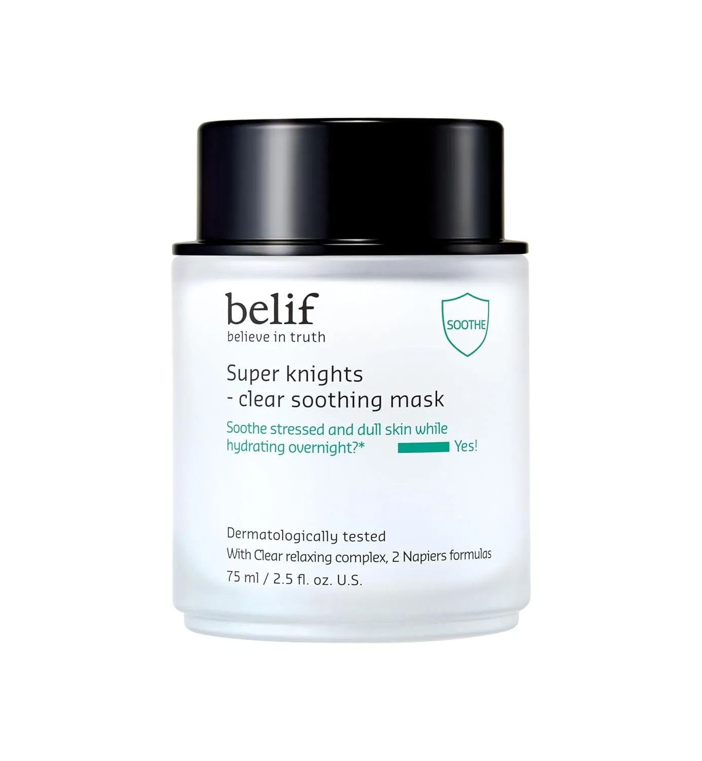 belif Super Knight Clear Soothing Mask, Overnight Hydrating Face Mask, Lightweight, Cooling & Antioxidant-Rich, Squalane, No Wash Off & No Sticky Residue, Korean Skin Care