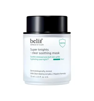 belif Super Knight Clear Soothing Mask, Overnight Hydrating Face Mask, Lightweight, Cooling & Antioxidant-Rich, Squalane, No Wash Off & No Sticky Residue, Korean Skin Care