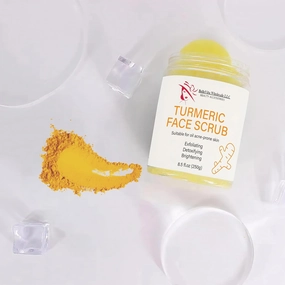 BelleVita Turmeric Face and Body Scrub- Exfoliating brightening scrub with natural ingredients for glowing skin, Even tone and smooth texture.