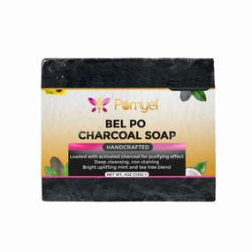 Belpo Charcoal Soap - Activated Charcoal Detox with Peppermint & Tea Tree Essential Oils, Natural Moisturizing Soap for Face & Body, Deep Cleansing, Handmade Organic - 2 Bars