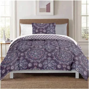 Berkshire Life XL Twin 8pc Purple Medallion Comforter Set