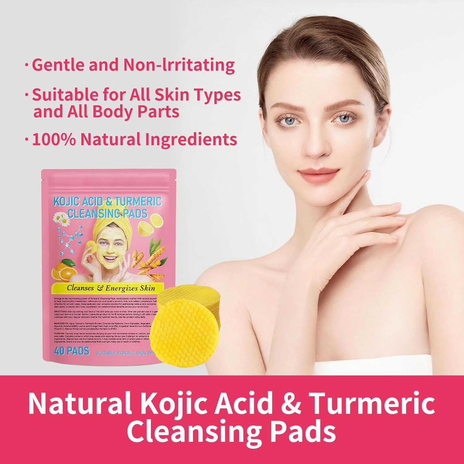 Beyonddraw Cleansing Pads, Beyond Draw Turmeric Kojic Acid Cleansing Pads, Beyond Draw Exfoliating Sponges Facial Cleansing Skincare (3 Bag)