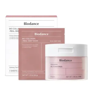 BIODANCE Collagen Day & Night Gel Duo: Bio-Collagen Real Deep Mask & Collagen Gel Toner Pads