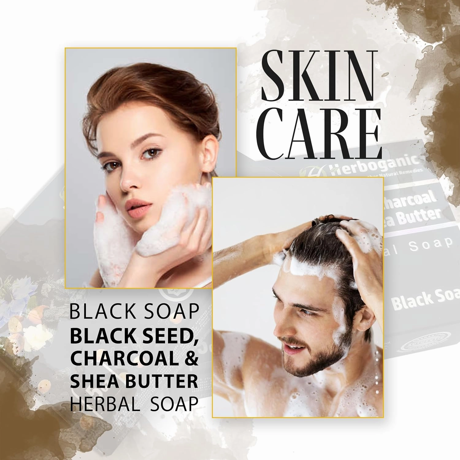 Black Seed, Charcoal and Shea Butter Herbal Soap | Pack of 3 of 5oz soap Bar | Natural Bar Soap for Face and Body | Hydrating and Nourishing | Suitable for Men and Women