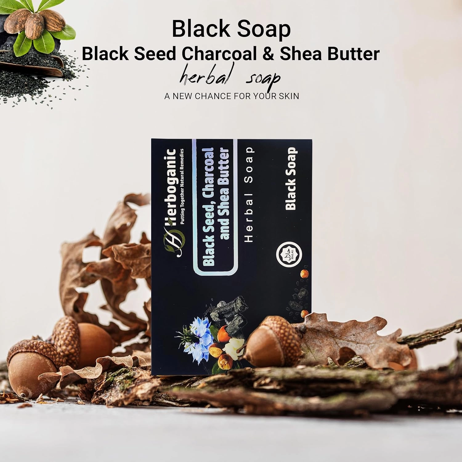 Black Seed, Charcoal and Shea Butter Herbal Soap | Pack of 3 of 5oz soap Bar | Natural Bar Soap for Face and Body | Hydrating and Nourishing | Suitable for Men and Women