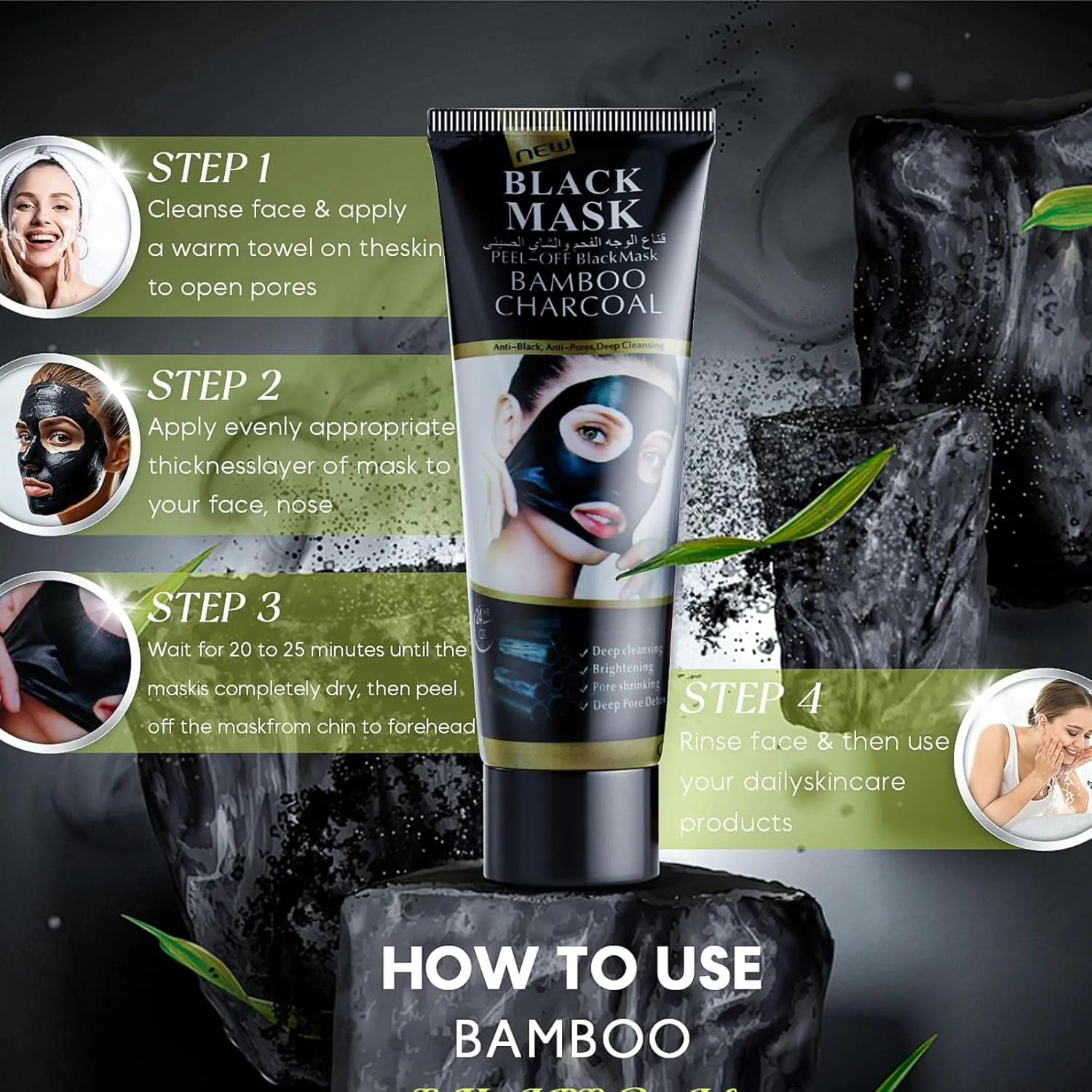 Blackhead Remover Mask, Peel Off Black Mask for Men and Women, Purifying Charcoal Face Mask for Deep Cleansing Blackheads,charcoal peel off mask (Pack of 2)