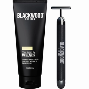 Blackwood For Men Cooling Clay Face Wash 7.41 oz Bundled with Eye Roller Facial Massager