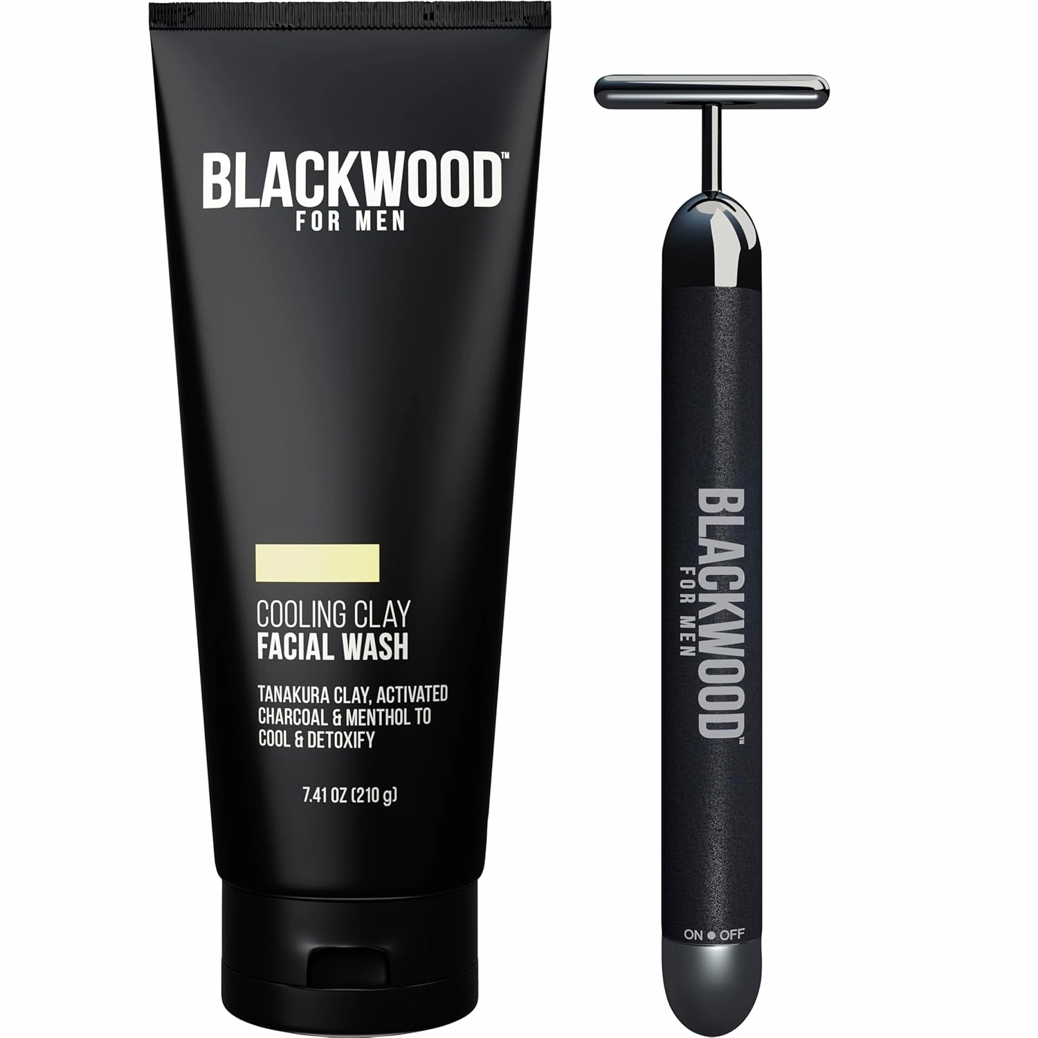 Blackwood For Men Cooling Clay Face Wash 7.41 oz Bundled with Eye Roller Facial Massager