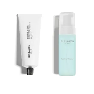 Blue Lagoon Skincare Facial Bundle - Natural Foaming Cleanser - Pore Purifying Silica Face Mask - Icelandic Skincare - 150ml & 75ml
