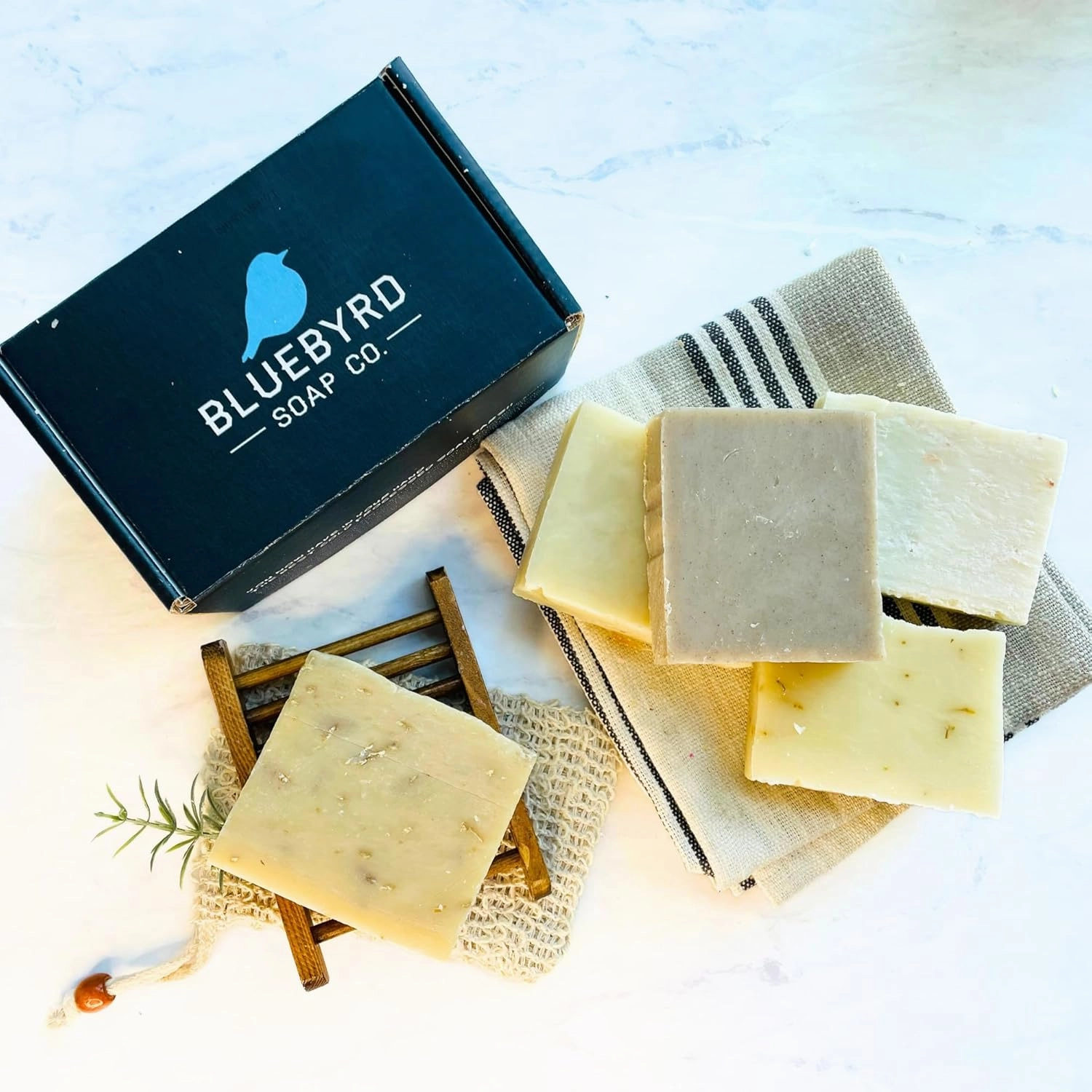 Bluebyrd Soap Unscented Natural Bar Soaps 5-Pack Variety | Chemical-Free, Fragrance-Free, Dye-Free | Gentle Bar Soap For Extremely Sensitive Skin - Oatmeal, Aloe, Clay, Shea Butter (Unscented)