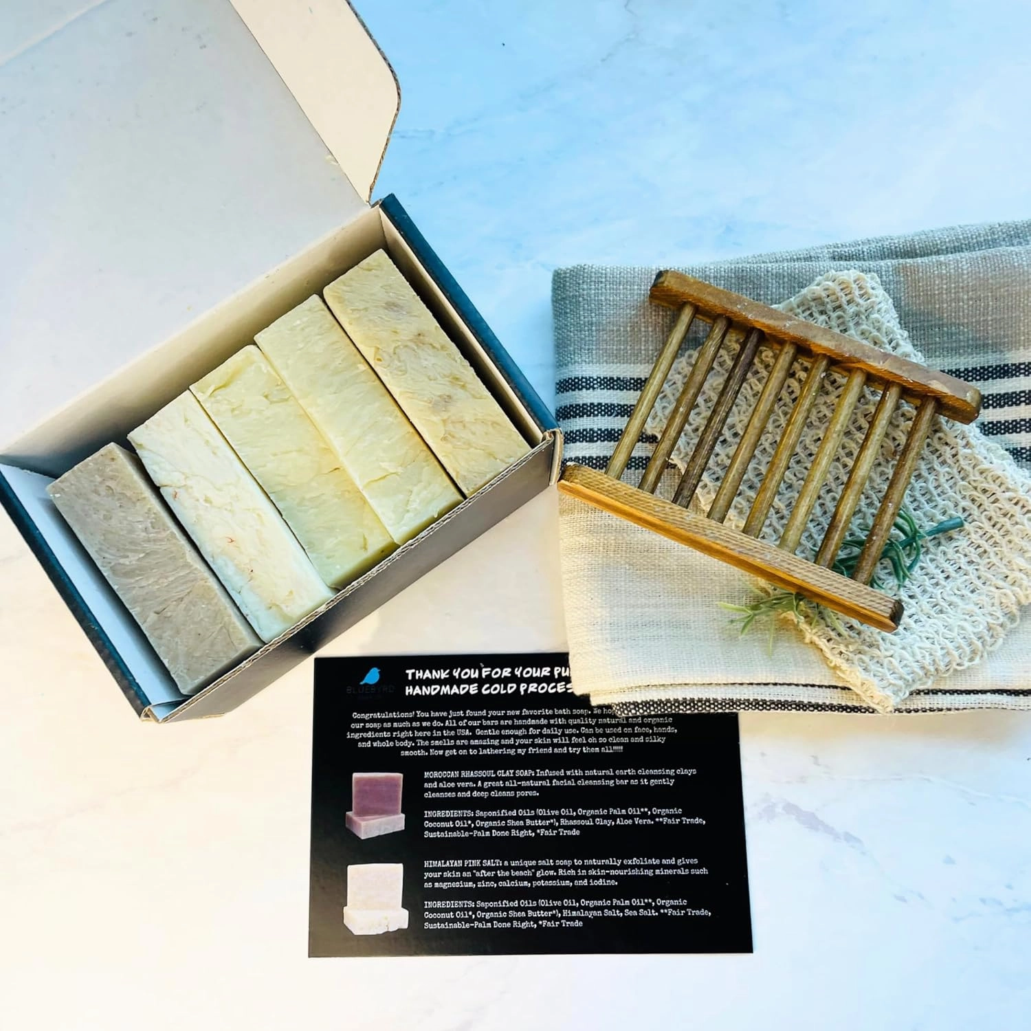 Bluebyrd Soap Unscented Natural Bar Soaps 5-Pack Variety | Chemical-Free, Fragrance-Free, Dye-Free | Gentle Bar Soap For Extremely Sensitive Skin - Oatmeal, Aloe, Clay, Shea Butter (Unscented)