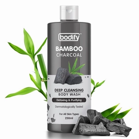 Bod-ify Bamboo Charcoal Deep Cleansing Body Wash, 250 Ml | Detoxing & Purifying | Paraben Free | All Skin Types
