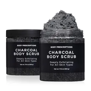 Body Prescription Deep Exfoliating Body Scrub - Cruelty-Free Formula for All Skin Types, 17.64 Ounce (Pack of 2), Charcoal