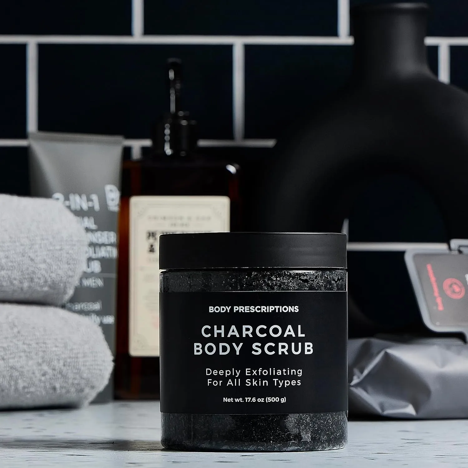 Body Prescription Deep Exfoliating Body Scrub - Cruelty-Free Formula for All Skin Types, 17.64 Ounce (Pack of 2), Charcoal