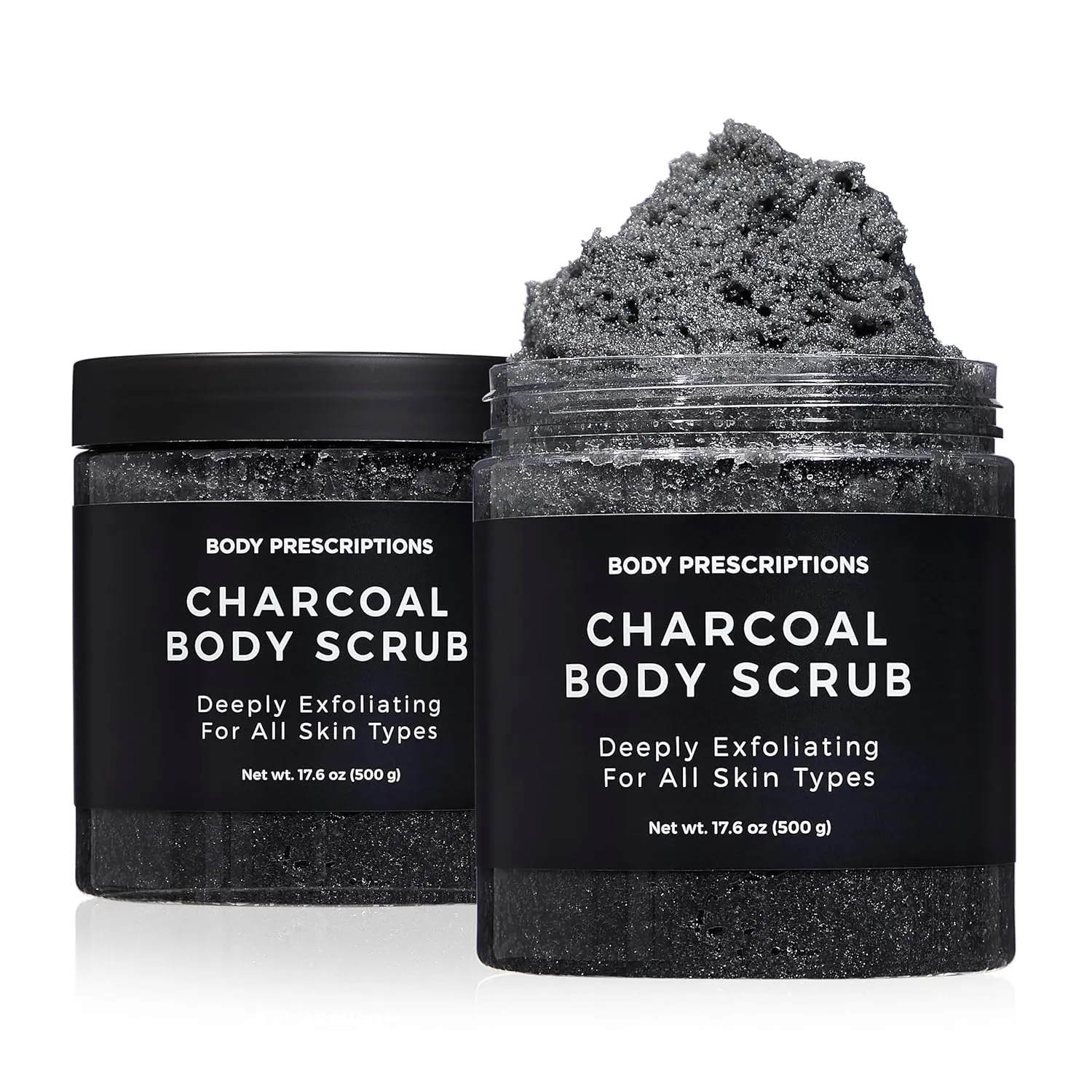 Body Prescription Deep Exfoliating Body Scrub - Cruelty-Free Formula for All Skin Types, 17.64 Ounce (Pack of 2), Charcoal