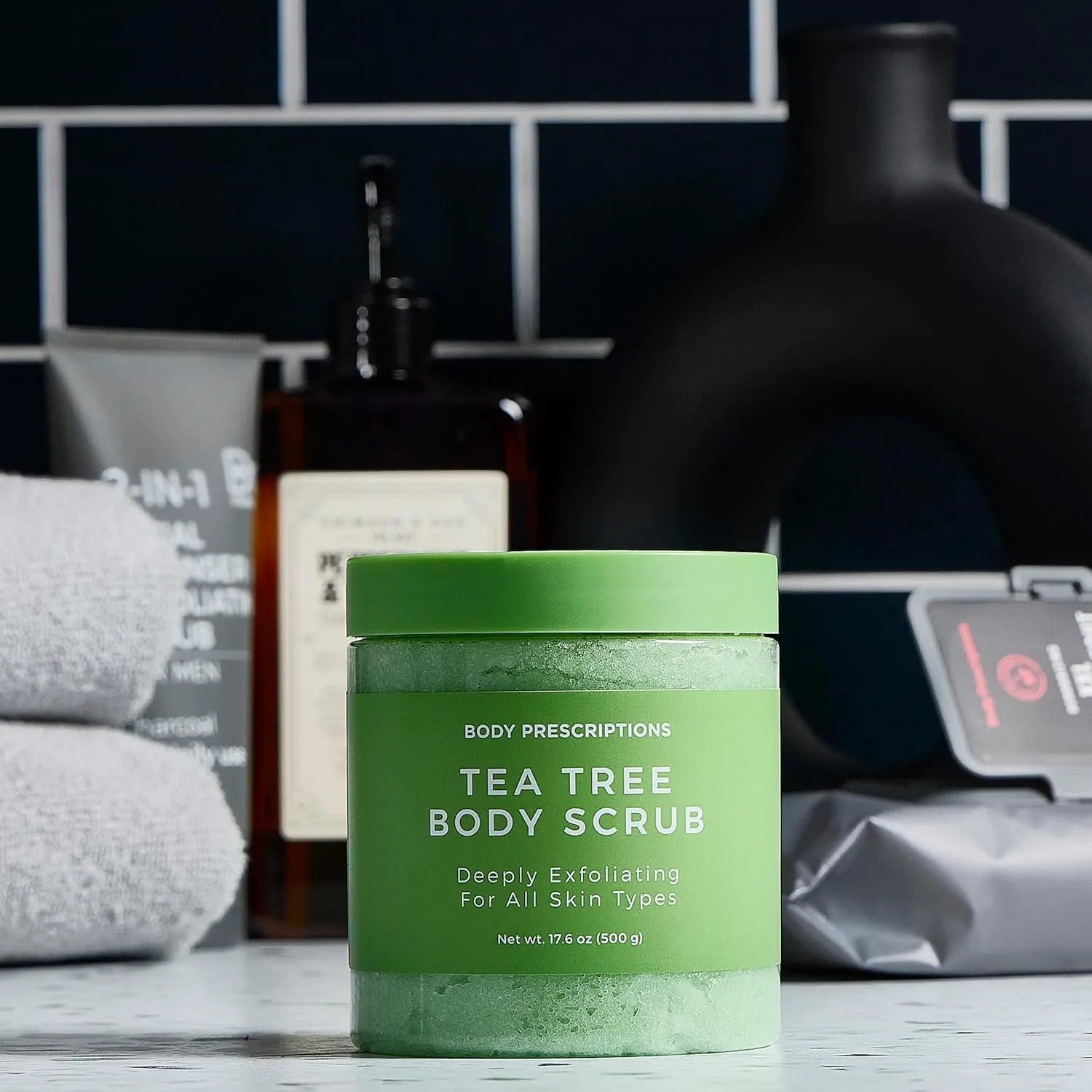 Body Prescription Deep Exfoliating Body Scrub - Cruelty-Free Formula for All Skin Types, 17.64 Ounce (Pack of 2), Tea Tree